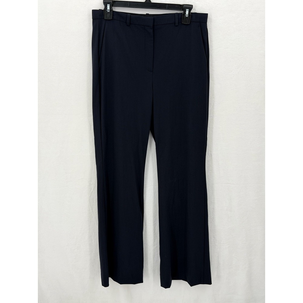 Theory Pants Womens 8‎ Navy Flare High Waist Sevona Stretch Wool Office Career